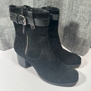 Trask Madison Black Suede Leather Zippered Waterproof Moto Boots Size 8.5